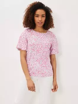 Phase Eight Alivia Футболка с пышными рукавами и принтом миндаля, мульти-красный