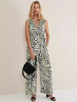Phase Eight Комбинезон Tamsin с зебровым принтом и широкими штанинами, зеленый/разноцветный