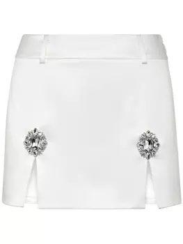 Philipp Plein атласная мини-юбка с кристаллами, белый