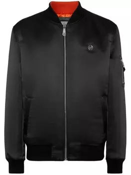 Philipp Plein атласный бомбер, черный