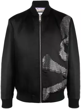 Philipp Plein атласный бомбер Skull&Bones, черный