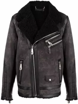Philipp Plein байкерская куртка с мехом, черный