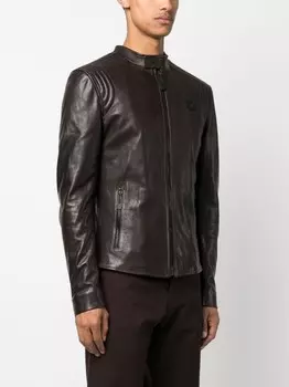 Philipp Plein байкерская куртка со стегаными вставками, коричневый
