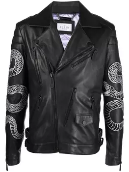 Philipp Plein байкерская куртка со змеиным принтом, черный