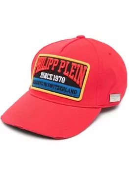 Philipp Plein бейсболка с нашивкой-логотипом, красный
