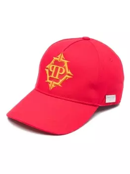 Philipp Plein бейсболка с вышитым логотипом Hexagon, красный