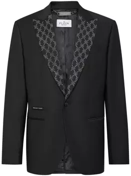 Philipp Plein блейзер с монограммным узором, черный