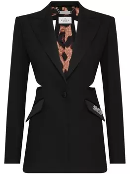 Philipp Plein блейзер с вырезом и логотипом, черный