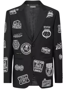 Philipp Plein блейзер с заплатками, черный