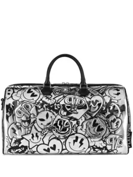 Philipp Plein большая дорожная сумка Smile, серый