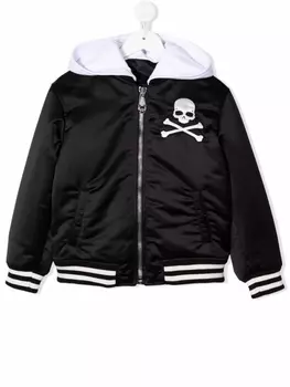 Philipp Plein бомбер с капюшоном и декором Skull, черный