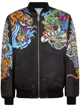Philipp Plein бомбер с принтом, черный