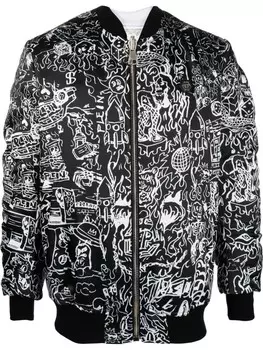 Philipp Plein бомбер с принтом Skull, черный