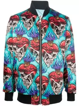 Philipp Plein бомбер с вышивкой, синий