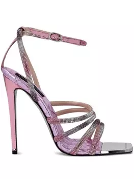 Philipp Plein босоножки Mirror Crystal 120 с заклепками, розовый
