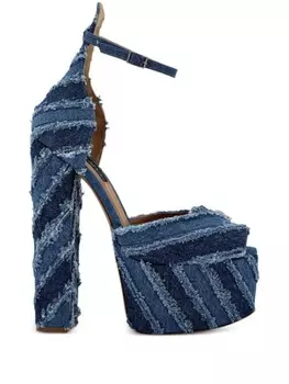 Philipp Plein босоножки Mixed Denim 120 на платформе, синий