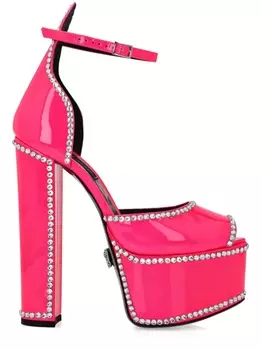Philipp Plein босоножки с кристаллами, розовый
