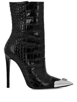 Philipp Plein ботильоны с тиснением под кожу крокодила, черный