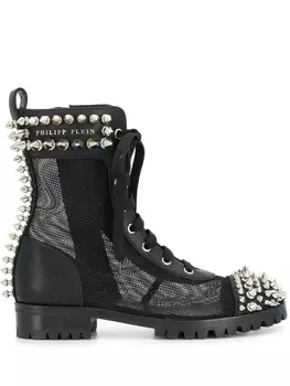 Philipp Plein ботинки на шнуровке с заклепками, черный