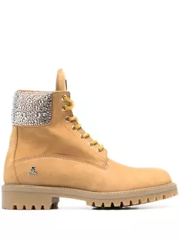 Philipp Plein ботинки The Hunter с кристаллами, нейтральный цвет