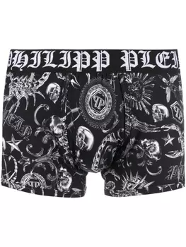 Philipp Plein боксеры с заниженной талией и графичным принтом, черный