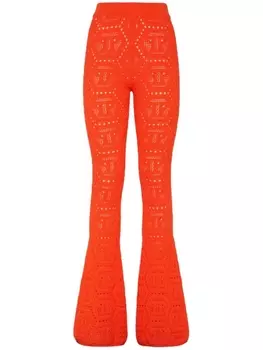 Philipp Plein брюки bootcut с монограммой, оранжевый