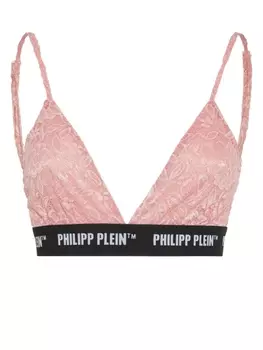 Philipp Plein бюстгальтер с треугольными чашками и логотипом, розовый