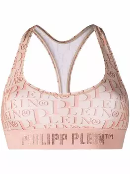 Philipp Plein бюстгальтер с заклепками и логотипом, серый