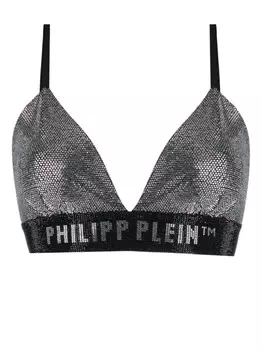 Philipp Plein бюстгальтер, украшенный стразами, серебристый