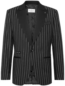Philipp Plein crystal-embellished single-breasted blazer, черный