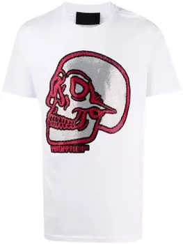 Philipp Plein декорированная футболка, белый
