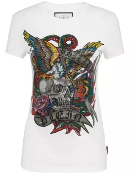 Philipp Plein декорированная футболка, белый