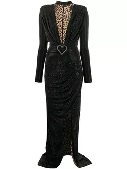 Philipp Plein декорированное платье Aphrodite асимметричного кроя, черный