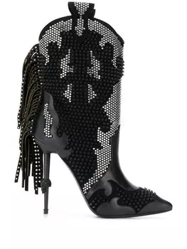 Philipp Plein декорированные ковбойские сапоги, черный