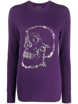 Philipp Plein декорированный джемпер Look At Me, фиолетовый