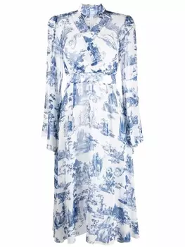 Philipp Plein длинное шелковое платье с принтом, белый