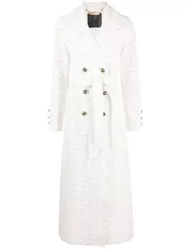 Philipp Plein длинный кожаный тренч Sangallo, белый