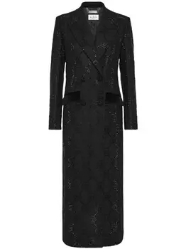 Philipp Plein двубортное пальто с монограммой, черный