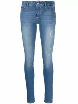 Philipp Plein джеггинсы с нашивкой Hexagon, синий