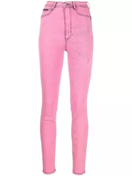 Philipp Plein джеггинсы с завышенной талией, розовый