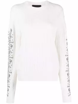 Philipp Plein джемпер с декором Skull и пайетками, нейтральный цвет