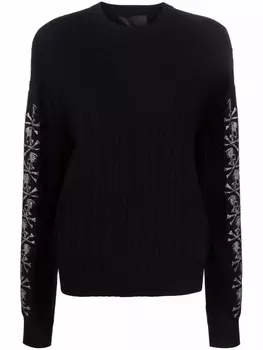 Philipp Plein джемпер с декором Skull и пайетками, черный