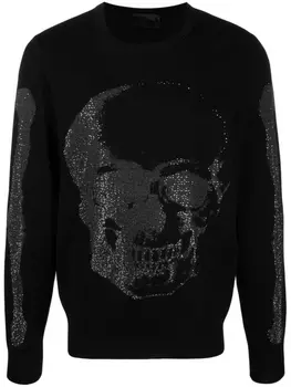 Philipp Plein джемпер с кристаллами, черный