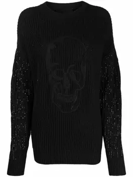 Philipp Plein джемпер с кристаллами, черный