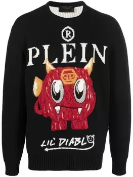 Philipp Plein джемпер с круглым вырезом и вышивкой, черный
