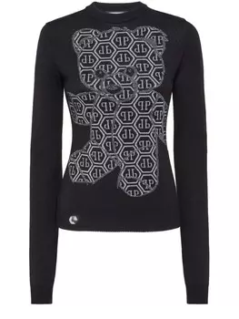 Philipp Plein джемпер с нашивками, черный