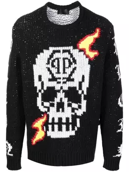 Philipp Plein джемпер с принтом Skull, черный