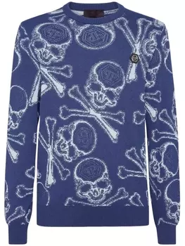Philipp Plein джемпер с узором Skull, синий
