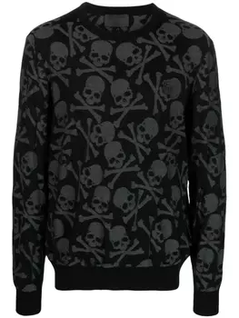 Philipp Plein джемпер Skull & Bones из смеси шелка и шерсти, черный
