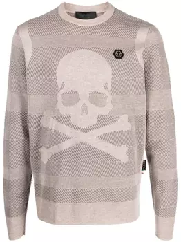Philipp Plein джемпер Skull&Bones из смесовой шерсти, нейтральный цвет